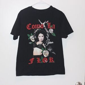 Selena Black Cotton Short Sleeve Crew Neck Logo Print T-Shirt Women's Size M